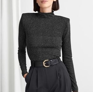 & other stories metallic turtle neck top
